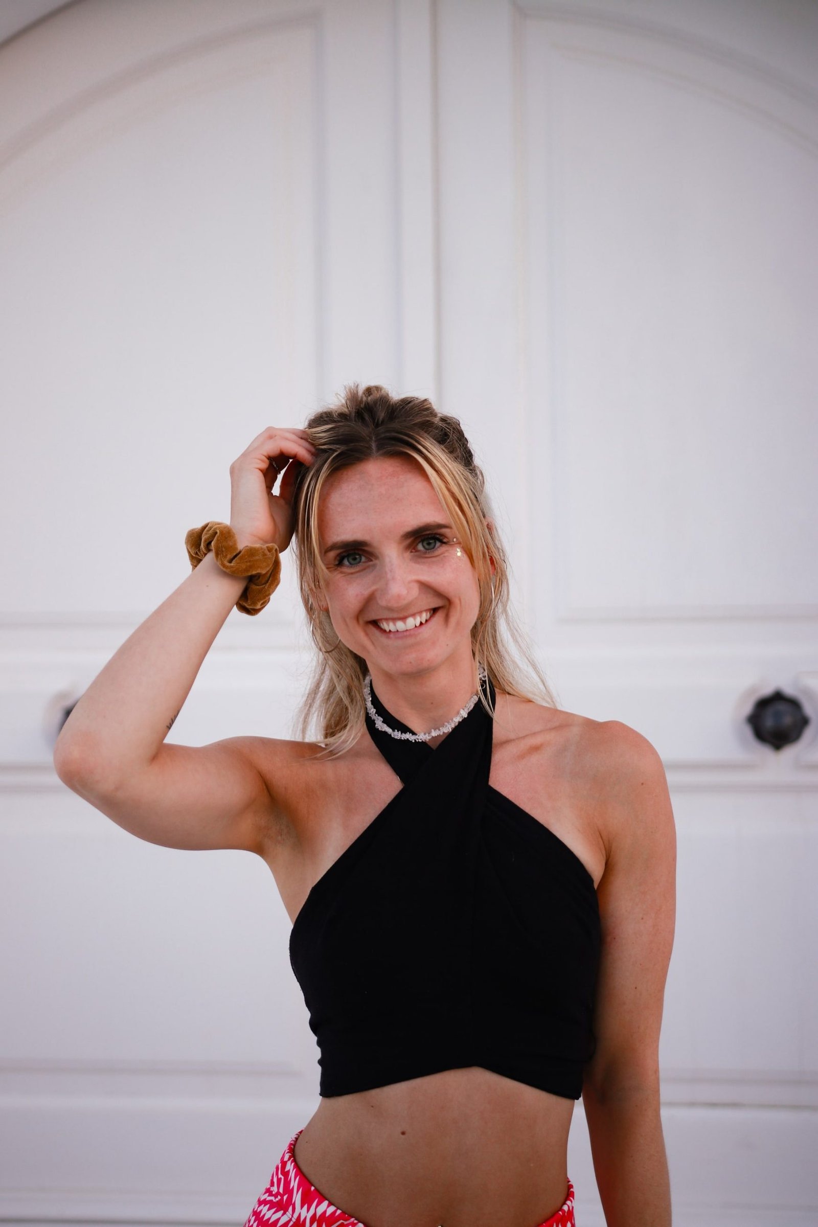 beautiful woman in black top